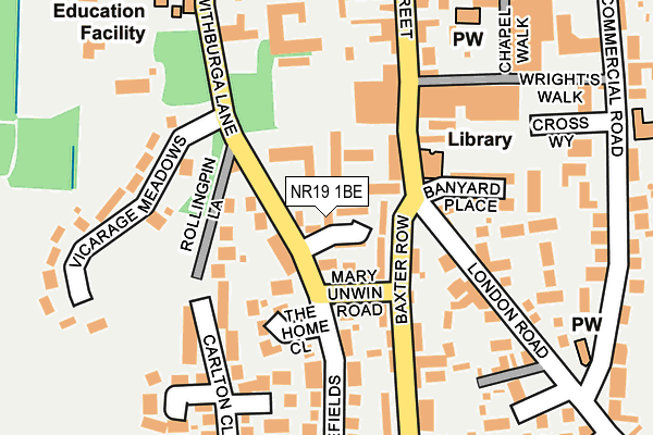 NR19 1BE map - OS OpenMap – Local (Ordnance Survey)