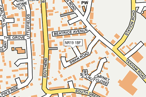 NR19 1BF map - OS OpenMap – Local (Ordnance Survey)