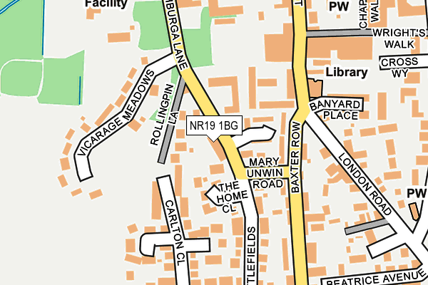 NR19 1BG map - OS OpenMap – Local (Ordnance Survey)