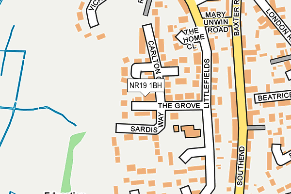 NR19 1BH map - OS OpenMap – Local (Ordnance Survey)