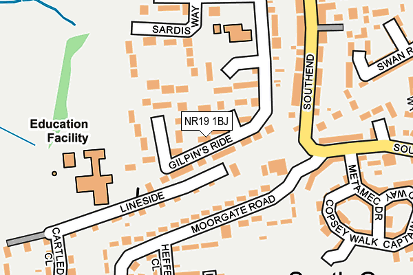 NR19 1BJ map - OS OpenMap – Local (Ordnance Survey)