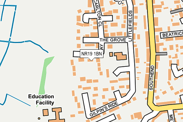 NR19 1BN map - OS OpenMap – Local (Ordnance Survey)
