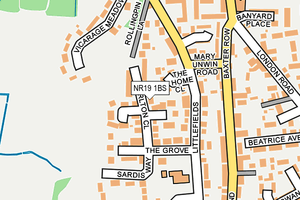 NR19 1BS map - OS OpenMap – Local (Ordnance Survey)