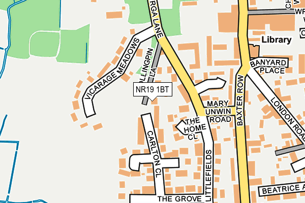 NR19 1BT map - OS OpenMap – Local (Ordnance Survey)