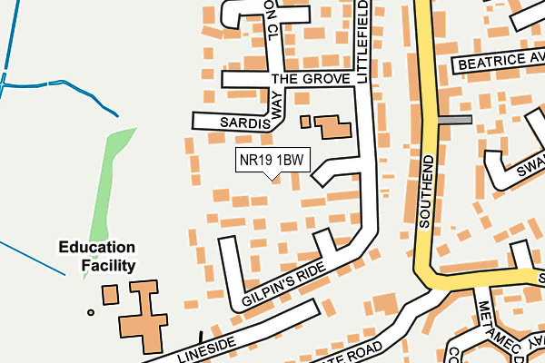 NR19 1BW map - OS OpenMap – Local (Ordnance Survey)
