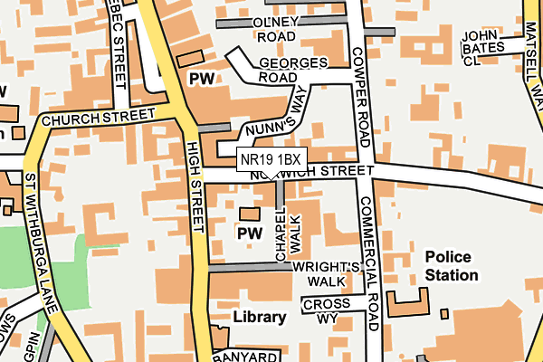 NR19 1BX map - OS OpenMap – Local (Ordnance Survey)