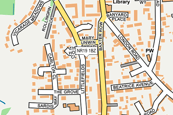 NR19 1BZ map - OS OpenMap – Local (Ordnance Survey)