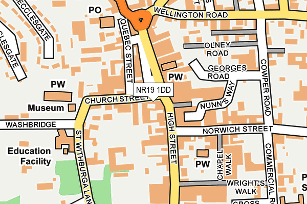 NR19 1DD map - OS OpenMap – Local (Ordnance Survey)