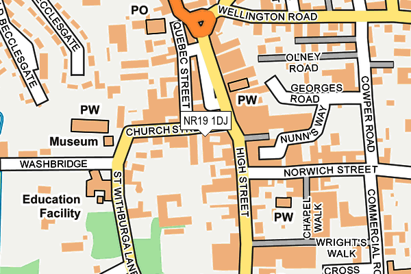 NR19 1DJ map - OS OpenMap – Local (Ordnance Survey)