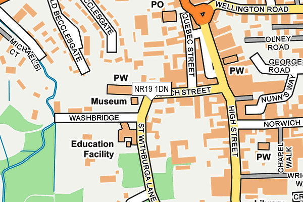 NR19 1DN map - OS OpenMap – Local (Ordnance Survey)