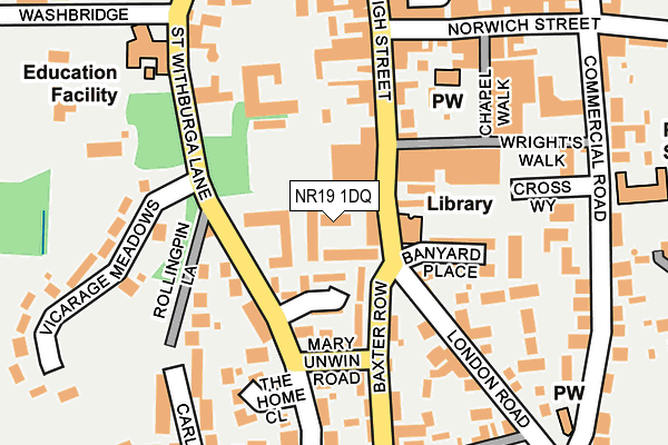 NR19 1DQ map - OS OpenMap – Local (Ordnance Survey)