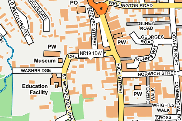 NR19 1DW map - OS OpenMap – Local (Ordnance Survey)