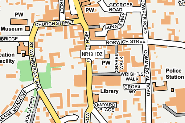 NR19 1DZ map - OS OpenMap – Local (Ordnance Survey)
