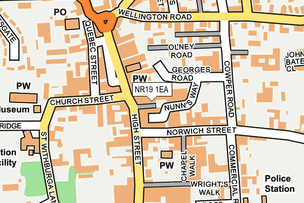 NR19 1EA map - OS OpenMap – Local (Ordnance Survey)