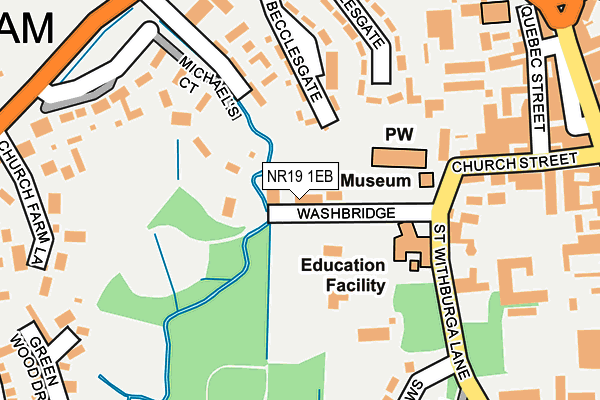 NR19 1EB map - OS OpenMap – Local (Ordnance Survey)