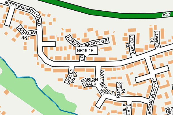 NR19 1EL map - OS OpenMap – Local (Ordnance Survey)