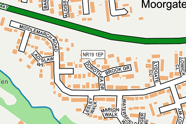 NR19 1EP map - OS OpenMap – Local (Ordnance Survey)