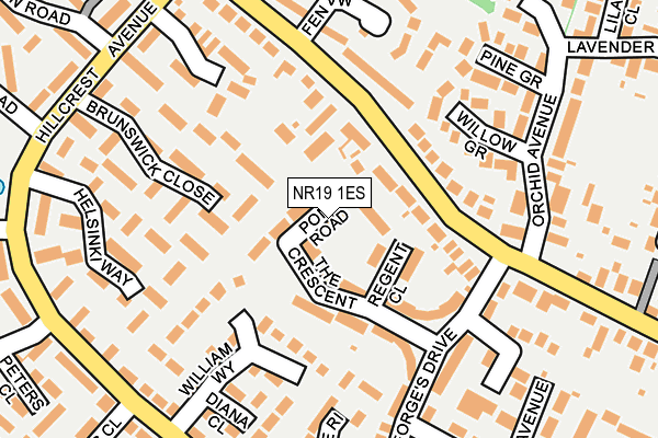 NR19 1ES map - OS OpenMap – Local (Ordnance Survey)