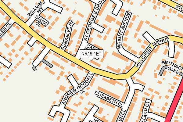 NR19 1ET map - OS OpenMap – Local (Ordnance Survey)