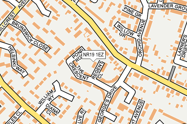 NR19 1EZ map - OS OpenMap – Local (Ordnance Survey)