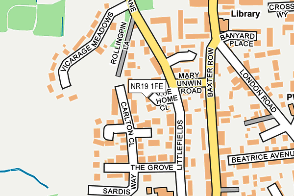 NR19 1FE map - OS OpenMap – Local (Ordnance Survey)