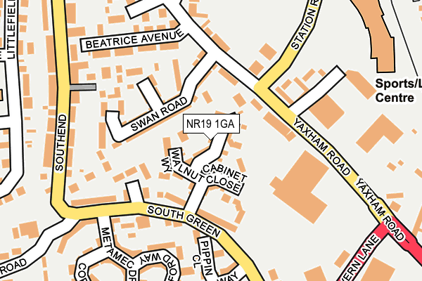 NR19 1GA map - OS OpenMap – Local (Ordnance Survey)
