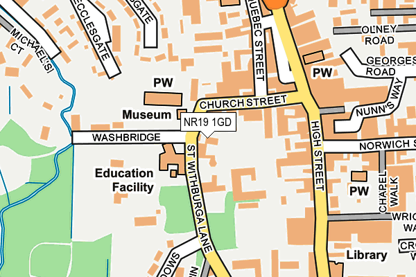 NR19 1GD map - OS OpenMap – Local (Ordnance Survey)