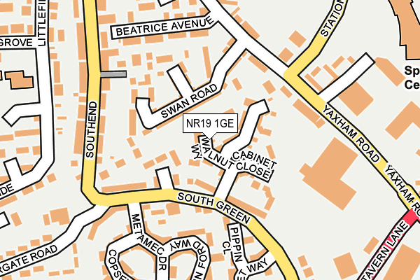 NR19 1GE map - OS OpenMap – Local (Ordnance Survey)