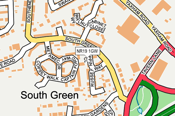 NR19 1GW map - OS OpenMap – Local (Ordnance Survey)