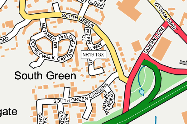 NR19 1GX map - OS OpenMap – Local (Ordnance Survey)