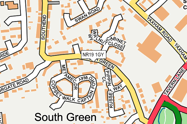 NR19 1GY map - OS OpenMap – Local (Ordnance Survey)