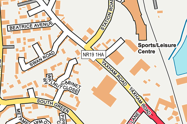 NR19 1HA map - OS OpenMap – Local (Ordnance Survey)