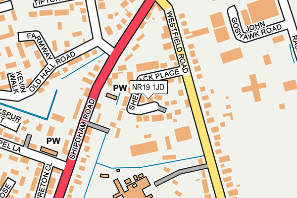 NR19 1JD map - OS OpenMap – Local (Ordnance Survey)