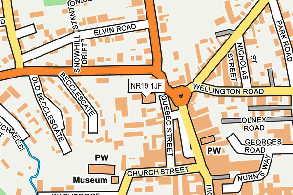 NR19 1JF map - OS OpenMap – Local (Ordnance Survey)