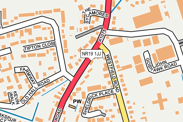 NR19 1JJ map - OS OpenMap – Local (Ordnance Survey)