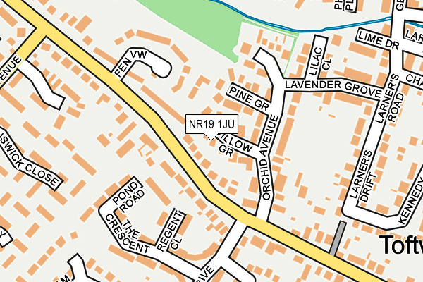 NR19 1JU map - OS OpenMap – Local (Ordnance Survey)