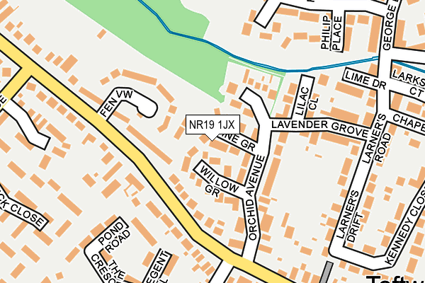 NR19 1JX map - OS OpenMap – Local (Ordnance Survey)
