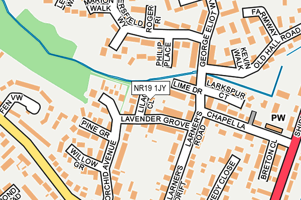 NR19 1JY map - OS OpenMap – Local (Ordnance Survey)