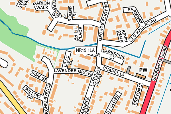 NR19 1LA map - OS OpenMap – Local (Ordnance Survey)