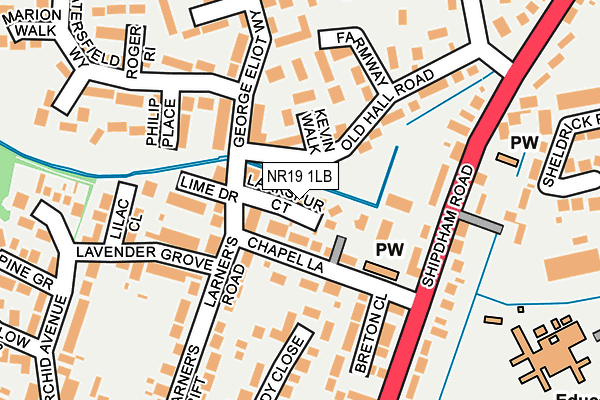 NR19 1LB map - OS OpenMap – Local (Ordnance Survey)