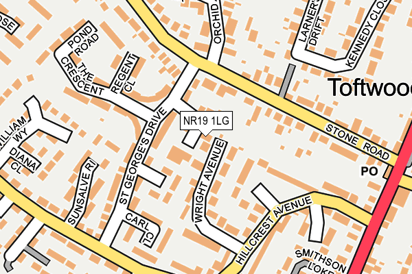 NR19 1LG map - OS OpenMap – Local (Ordnance Survey)