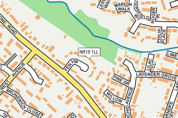 NR19 1LL map - OS OpenMap – Local (Ordnance Survey)