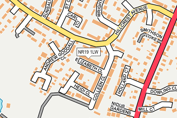 NR19 1LW map - OS OpenMap – Local (Ordnance Survey)
