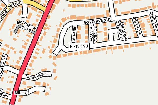 NR19 1ND map - OS OpenMap – Local (Ordnance Survey)