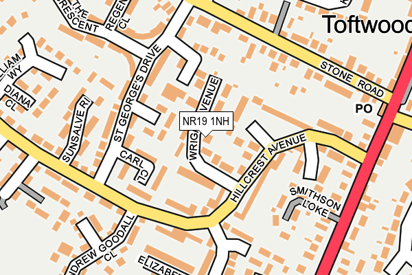 NR19 1NH map - OS OpenMap – Local (Ordnance Survey)