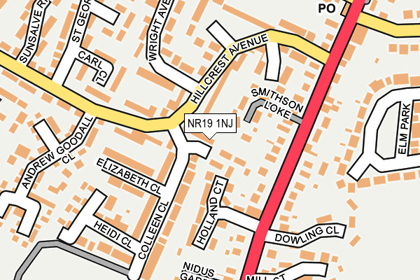 NR19 1NJ map - OS OpenMap – Local (Ordnance Survey)