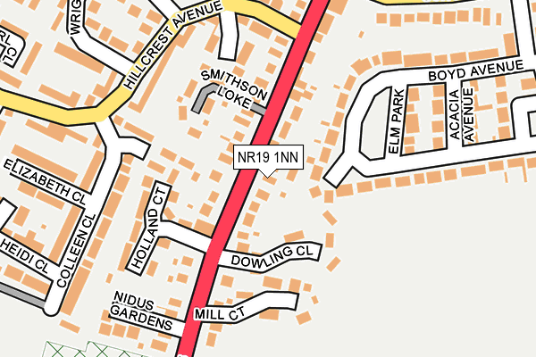 NR19 1NN map - OS OpenMap – Local (Ordnance Survey)