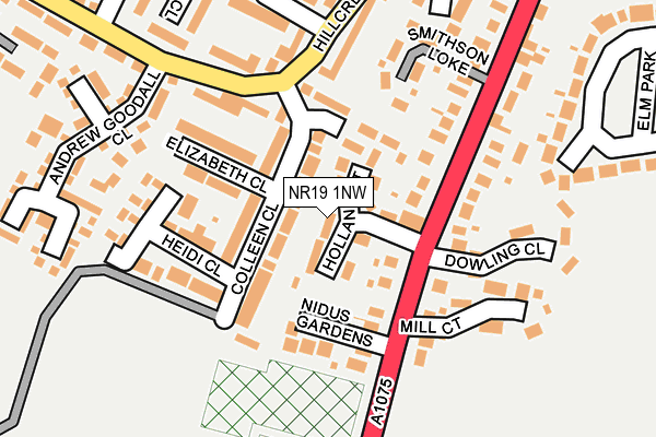 NR19 1NW map - OS OpenMap – Local (Ordnance Survey)