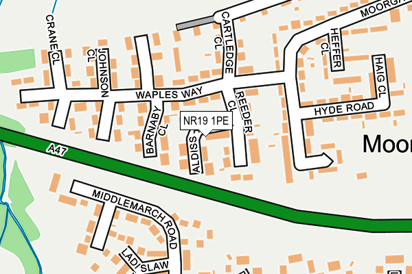 NR19 1PE map - OS OpenMap – Local (Ordnance Survey)