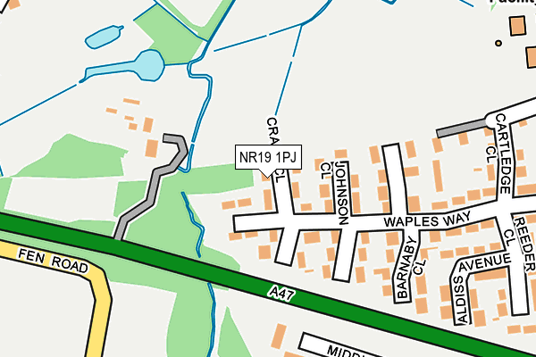 NR19 1PJ map - OS OpenMap – Local (Ordnance Survey)